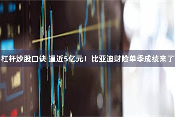 杠杆炒股口诀 逼近5亿元！比亚迪财险单季成绩来了