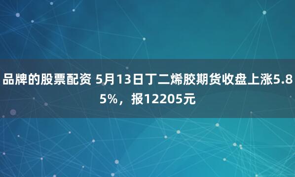 品牌的股票配资 5月13日丁二烯胶期货收盘上涨5.85%，报12205元