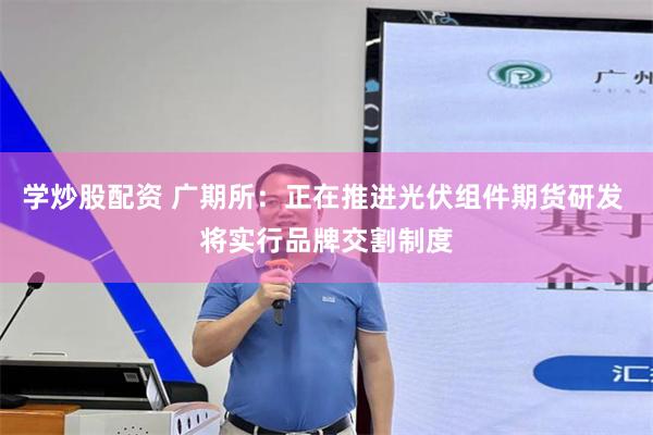 学炒股配资 广期所：正在推进光伏组件期货研发 将实行品牌交割制度