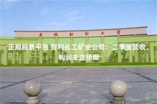 正规股票平台 智利化工矿业公司：二季度营收、利润未达预期