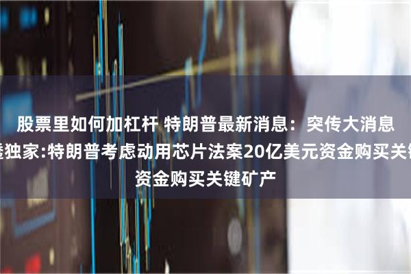 股票里如何加杠杆 特朗普最新消息：突传大消息！路透独家:特朗普考虑动用芯片法案20亿美元资金购买关键矿产